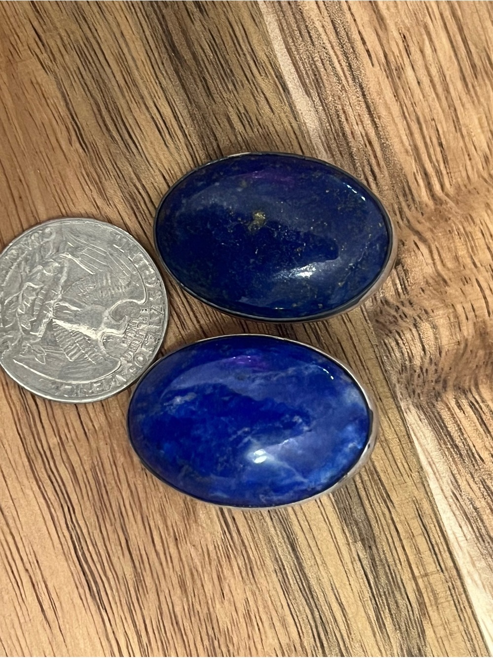 Oval Lapis post stud earrings